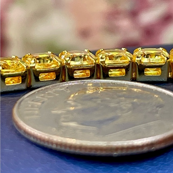 10.5ct Yellow Citrine tennis bracelet 14k Yellow Gold Electroplated on Silver. - Picture 8 of 12